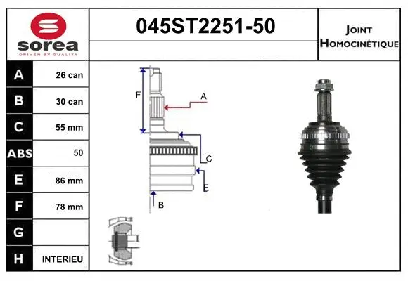 Joint Kit, drive shaft (045ST2251-50)