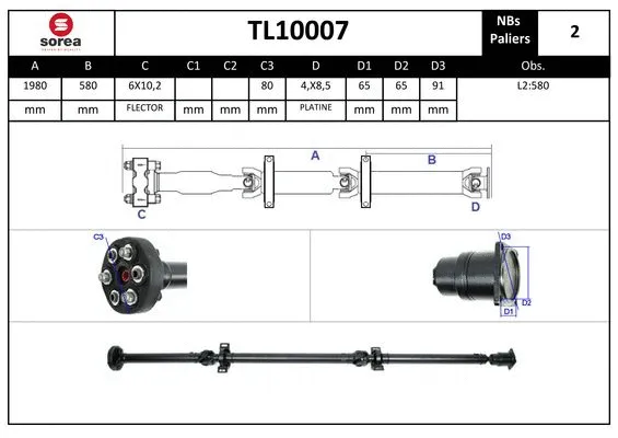 Propshaft, axle drive (TL10007)