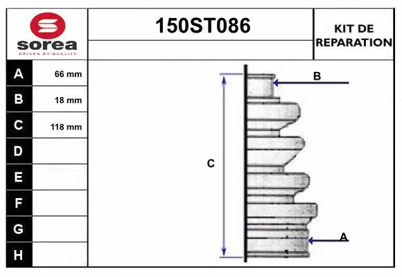 Bellow Kit, drive shaft (150ST086)