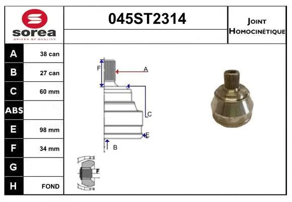 Joint Kit, drive shaft (045ST2314)