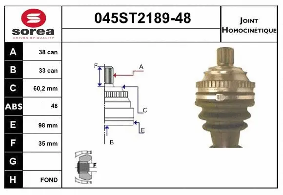 Joint Kit, drive shaft (045ST2189-48)