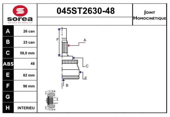 Joint Kit, drive shaft (045ST2630-48)