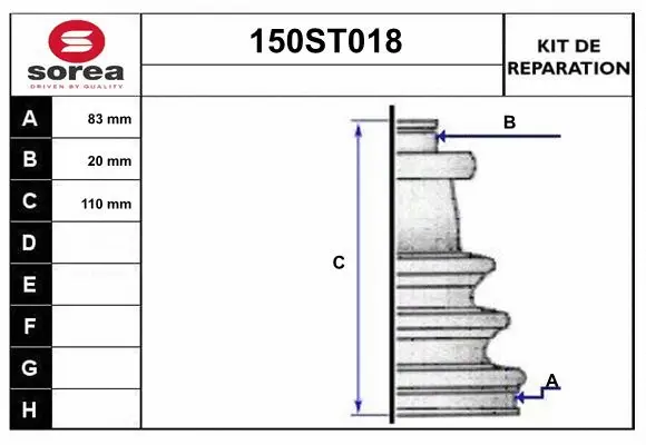 Bellow Kit, drive shaft (150ST018)