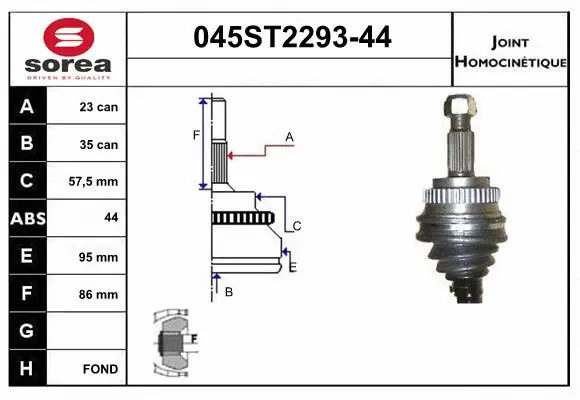 Joint Kit, drive shaft (045ST2293-44)