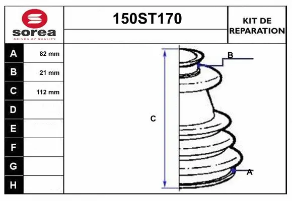 Bellow Kit, drive shaft (150ST170)