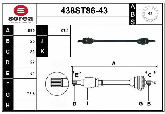Drive Shaft (438ST86-43)