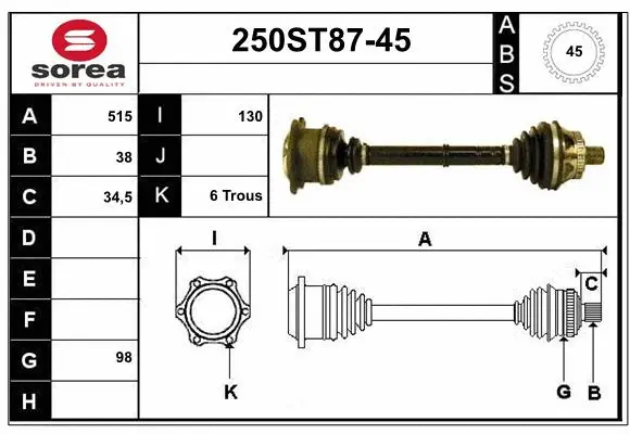 Drive Shaft (250ST87-45)