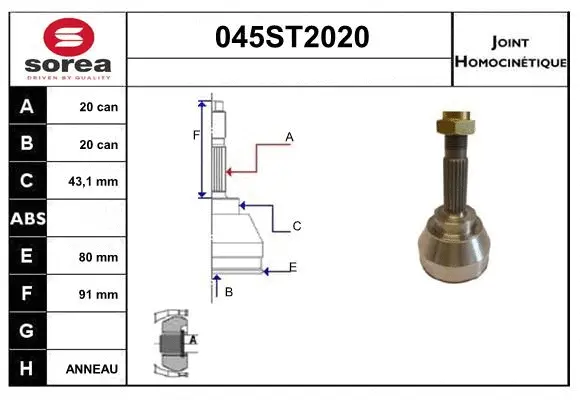 Joint Kit, drive shaft (045ST2020)