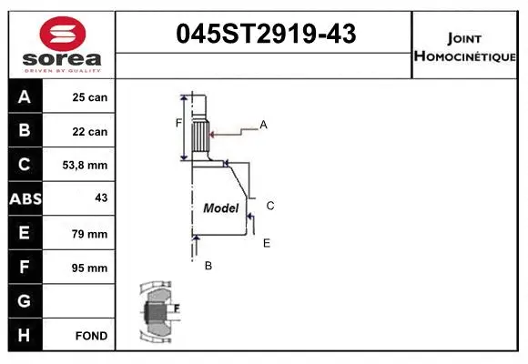 Joint Kit, drive shaft (045ST2919-43)