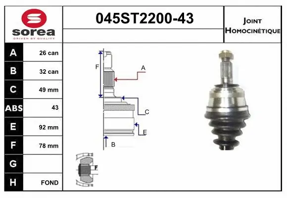 Joint Kit, drive shaft (045ST2200-43)