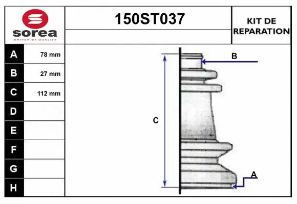 Bellow Kit, drive shaft (150ST037)