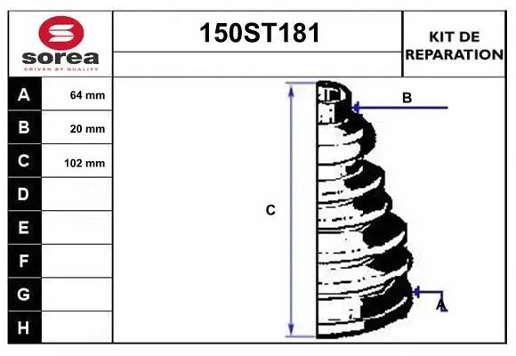 Bellow Kit, drive shaft (150ST181)
