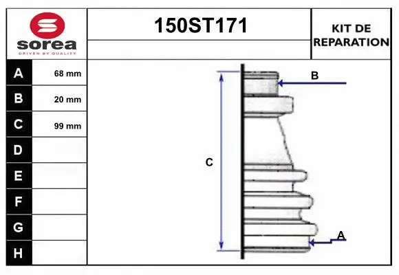 Bellow Kit, drive shaft (150ST171)