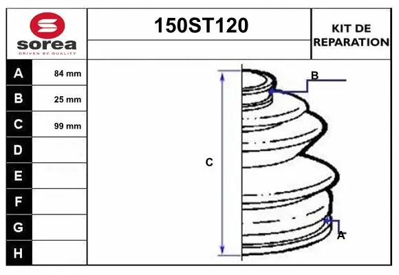 Bellow Kit, drive shaft (150ST120)