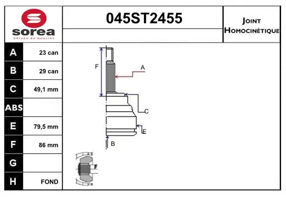 Joint Kit, drive shaft (045ST2455)