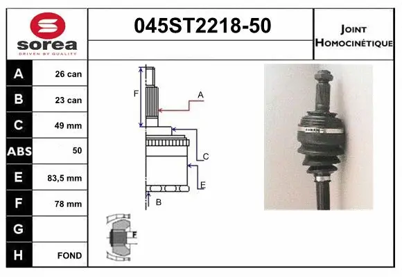 Joint Kit, drive shaft (045ST2218-50)
