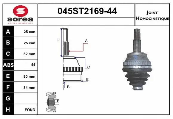 Joint Kit, drive shaft (045ST2169-44)