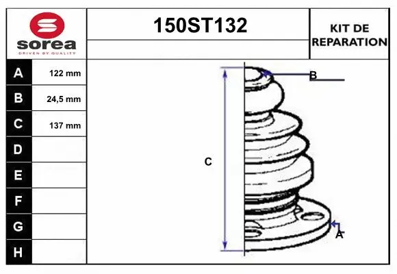 Bellow Kit, drive shaft (150ST132)