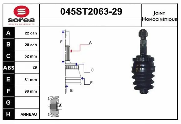 Joint Kit, drive shaft (045ST2063-29)