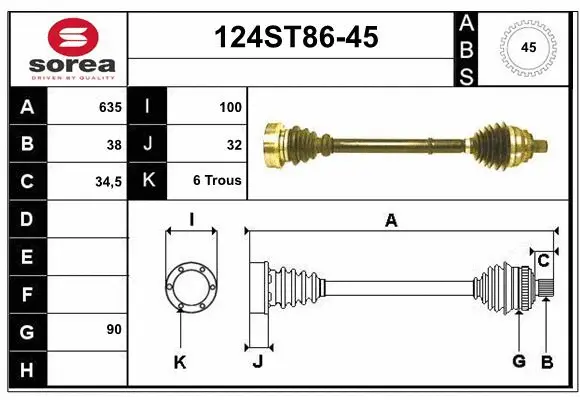 Drive Shaft (124ST86-45)