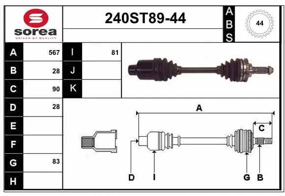 Drive Shaft (240ST89-44)