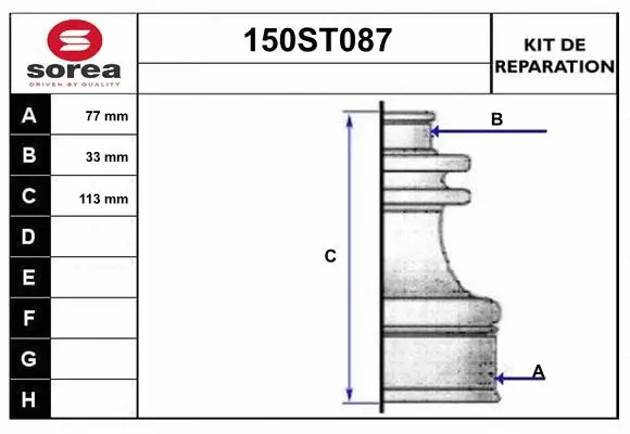 Bellow Kit, drive shaft (150ST087)