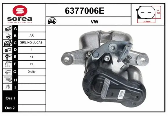 Brake Caliper (6377006E)
