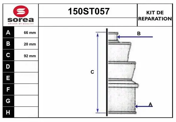 Bellow Kit, drive shaft (150ST057)