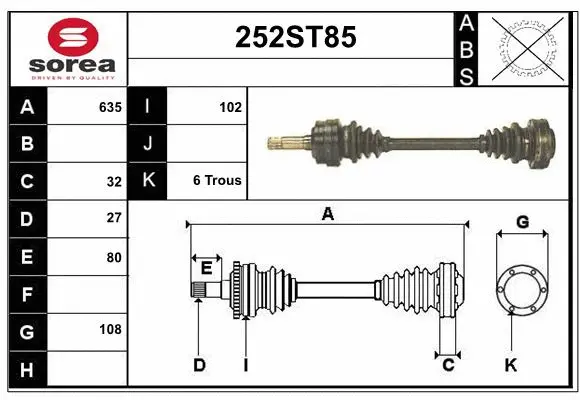 Drive Shaft (252ST85)