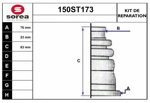 Bellow Kit, drive shaft (150ST173)
