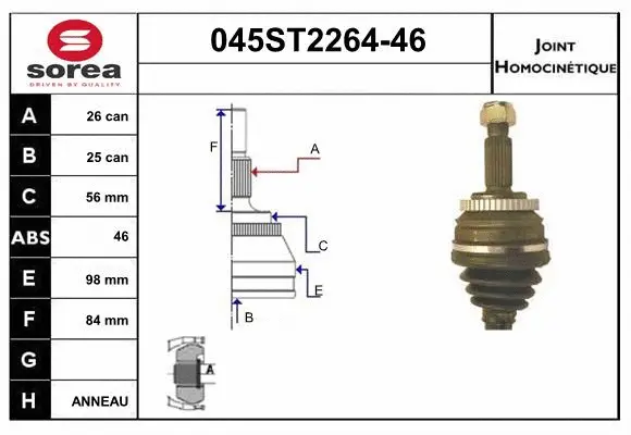 Joint Kit, drive shaft (045ST2264-46)