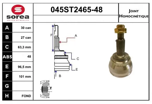 Joint Kit, drive shaft (045ST2465-48)