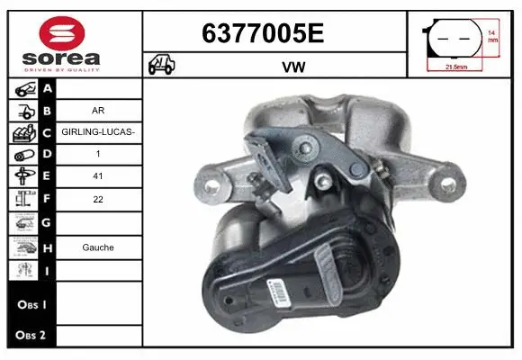 Brake Caliper (6377005E)