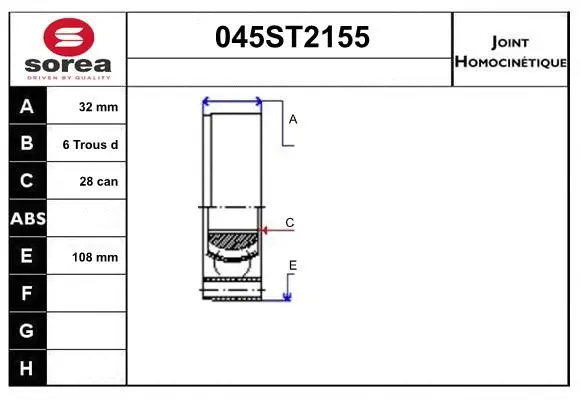 Joint Kit, drive shaft (045ST2155)