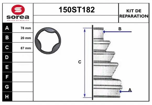 Bellow Kit, drive shaft (150ST182)
