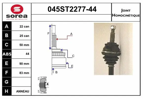 Joint Kit, drive shaft (045ST2277-44)