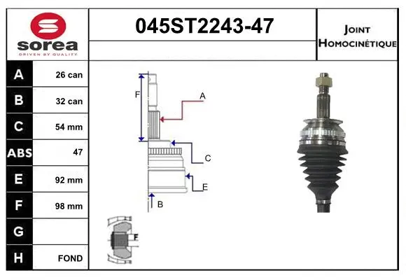 Joint Kit, drive shaft (045ST2243-47)