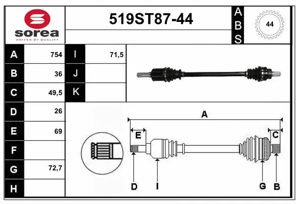 Drive Shaft (519ST87-44)