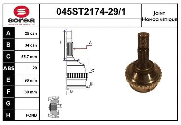 Joint Kit, drive shaft (045ST2174-29/1)
