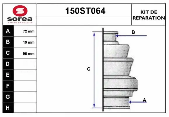 Bellow Kit, drive shaft (150ST064)