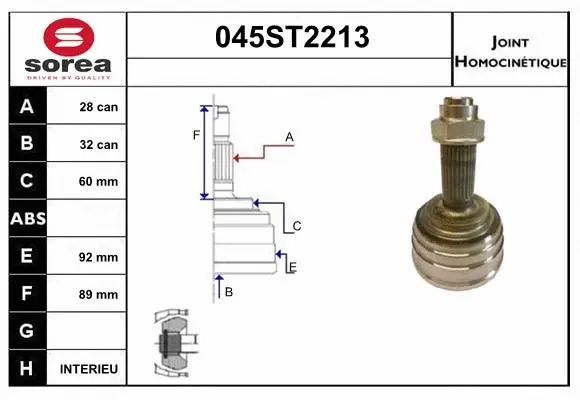 Joint Kit, drive shaft (045ST2213)