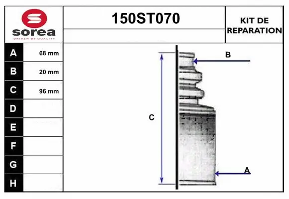 Bellow Kit, drive shaft (150ST070)