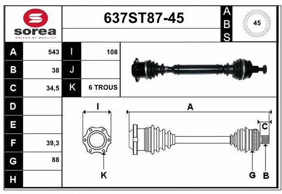Drive Shaft (637ST87-45)