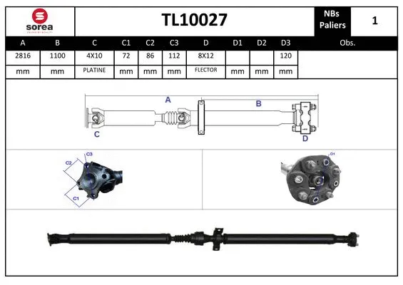 Propshaft, axle drive (TL10027)