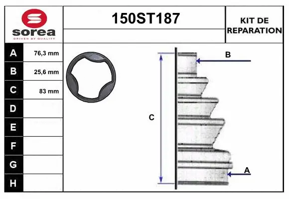 Bellow Kit, drive shaft (150ST187)