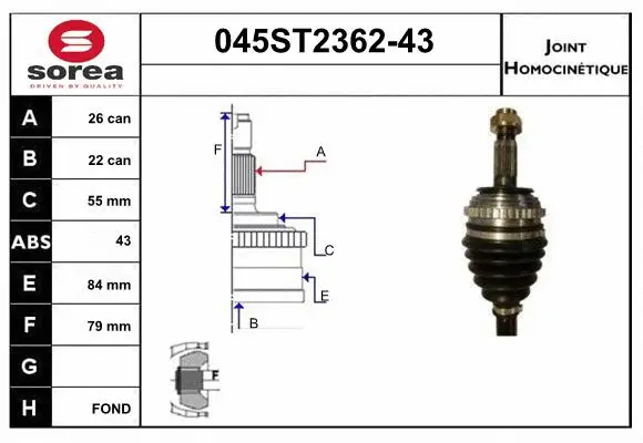 Joint Kit, drive shaft (045ST2362-43)