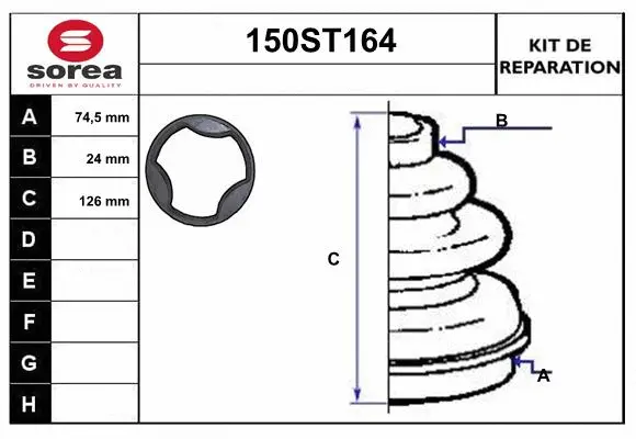 Bellow Kit, drive shaft (150ST164)