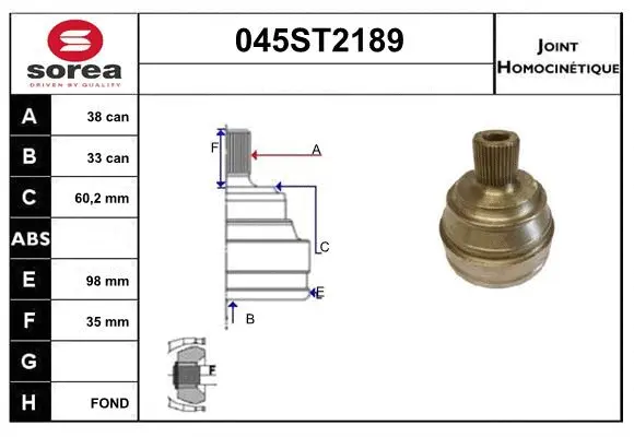 Joint Kit, drive shaft (045ST2189)