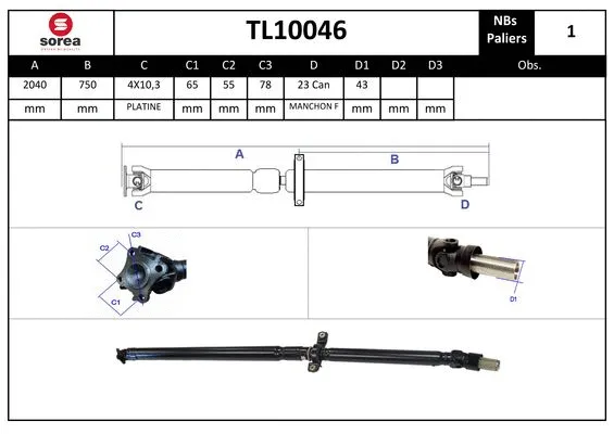 Propshaft, axle drive (TL10046)