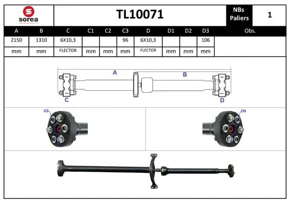 Propshaft, axle drive (TL10071)